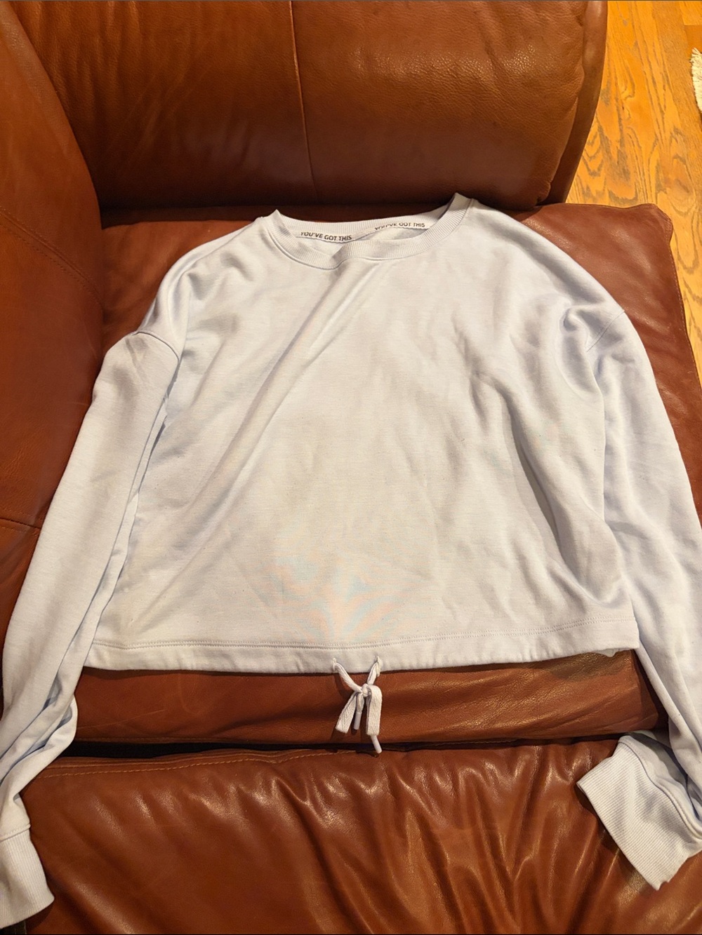 Light Blue Periwinkle Women’s Crewneck Drawstring Sweater Large